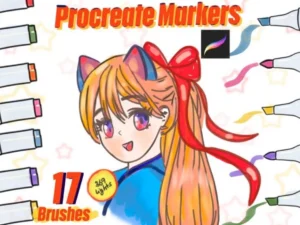 cover image 17 procreate marker brushes alcohol markers