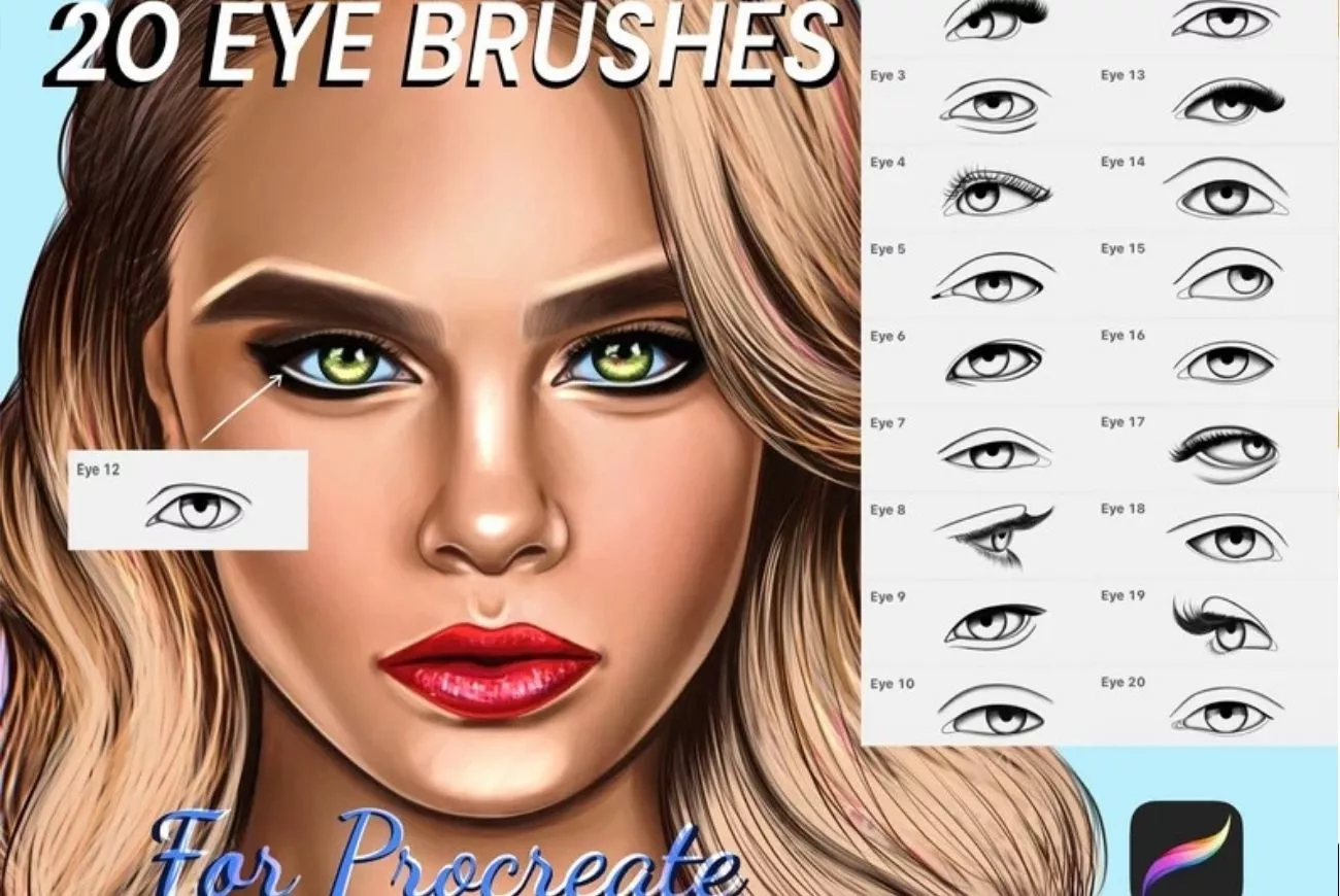 20 Procreate Eye Brush Set