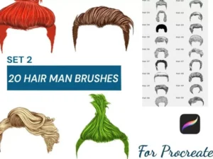 cover image 20 procreate man hair brush set