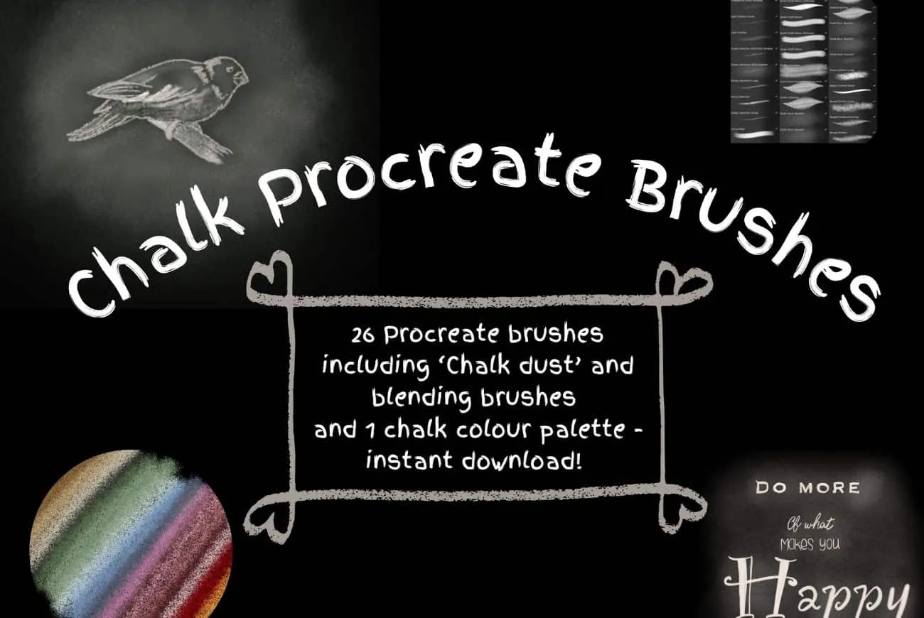 26 Chalk Brushes for Procreate and Photoshop