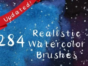 cover image 284 realistic watercolor brushes procreate