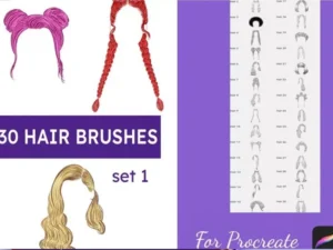 cover image 30 procreate hair stamp brushes