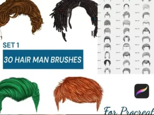 cover image 30 procreate man hair brushes