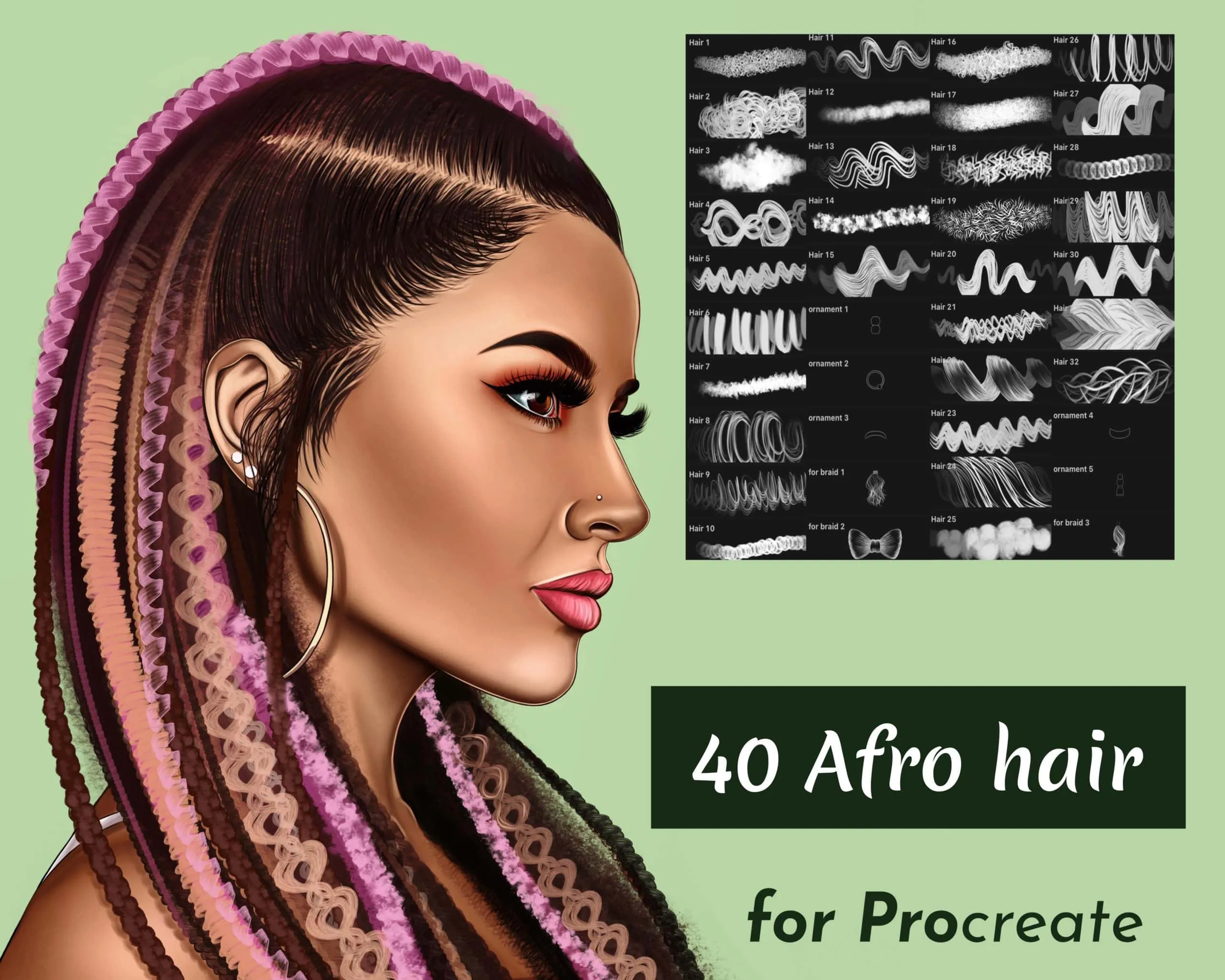 40 Afro Hair Brush Set