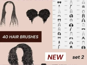 cover image 40 afro hair brushes set 2