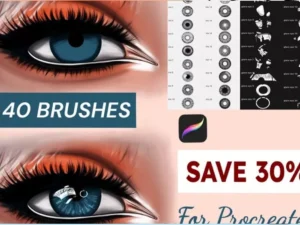 cover image 40 procreate eye glare stamp brushes