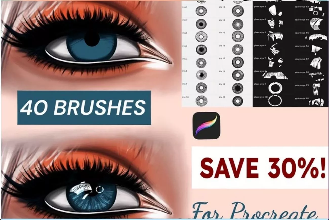 40 Procreate Eye Glare Stamp Brushes