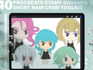 cover image 40 stamp procreate brushes chibi toolkit