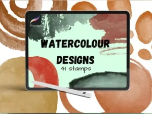 cover image 41 watercolour stamps painted shape designs