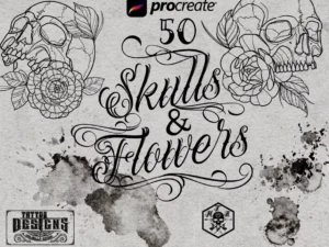 cover image 50 skulls flowers stamps