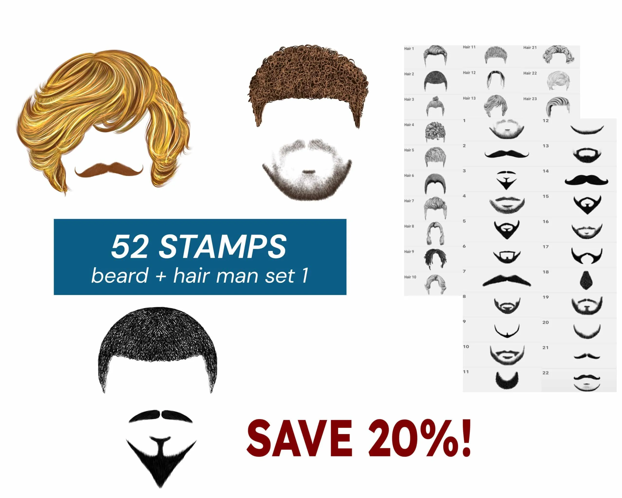 52 Man Hair &amp; Beard Brushes