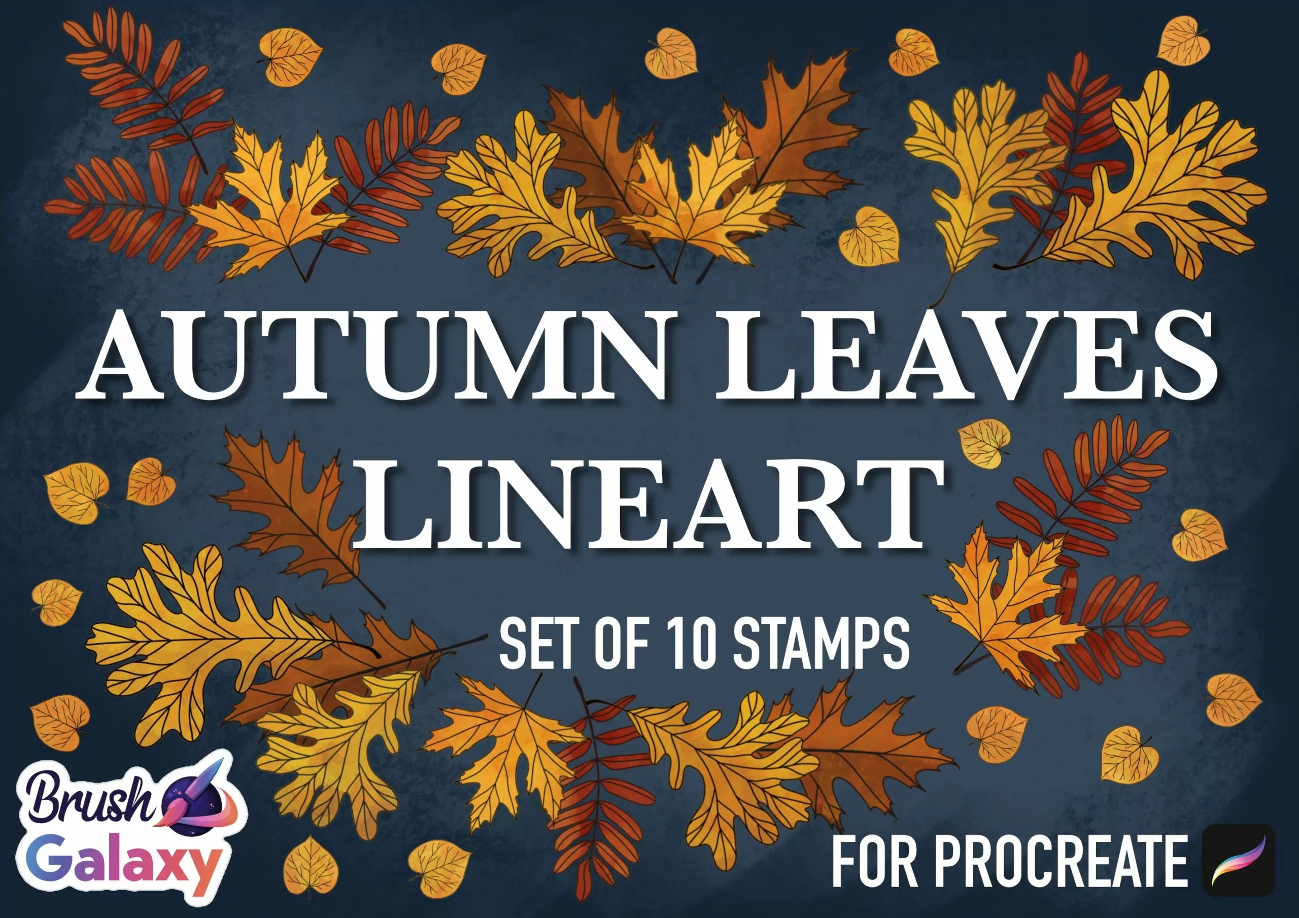 Autumn Leaves Lineart Brush Pack