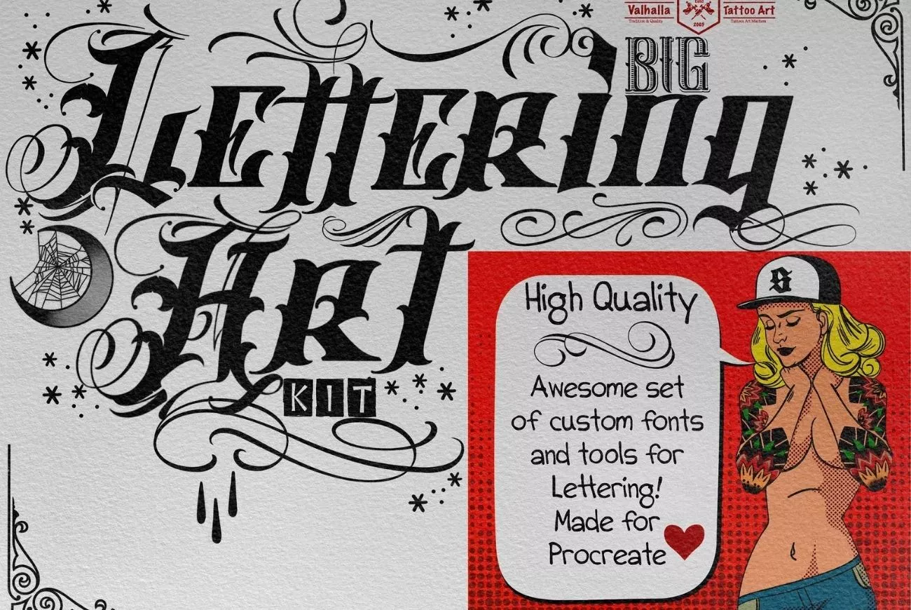 Big Lettering Pack – Tattoo Inspired Fonts