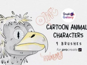 cover image cartoon animals characters brush set