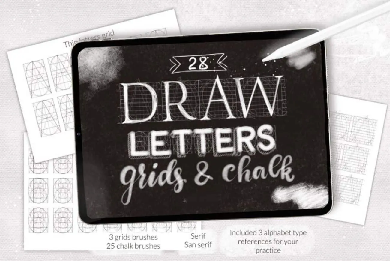 Chalk & Grids Draw Letters Brushes