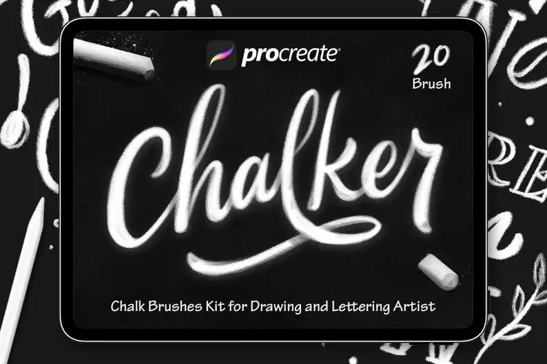 Chalker 20 Procreate Brushes for Drawing and Lettering