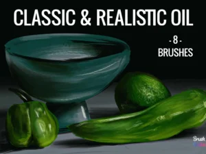 cover image classic realistic oil brush set