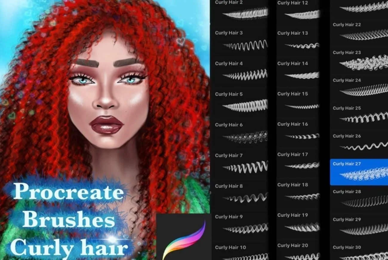 Curly Hair Brushes for Procreate