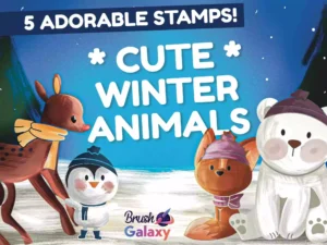 cover image cute winter animals brush pack