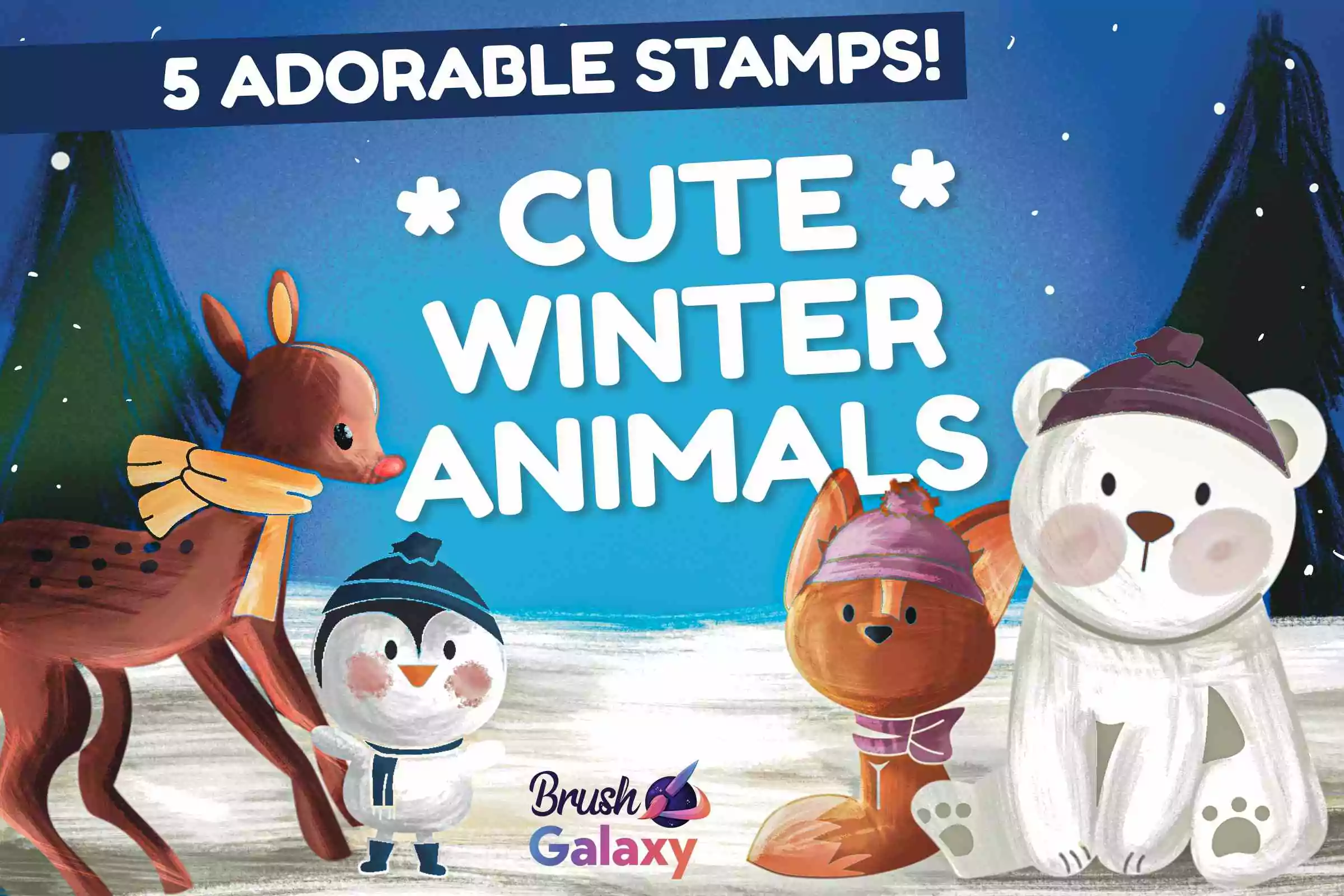 Cute Winter Animals Brush Pack