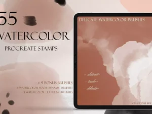 cover image delicate watercolor procreate brush set 55