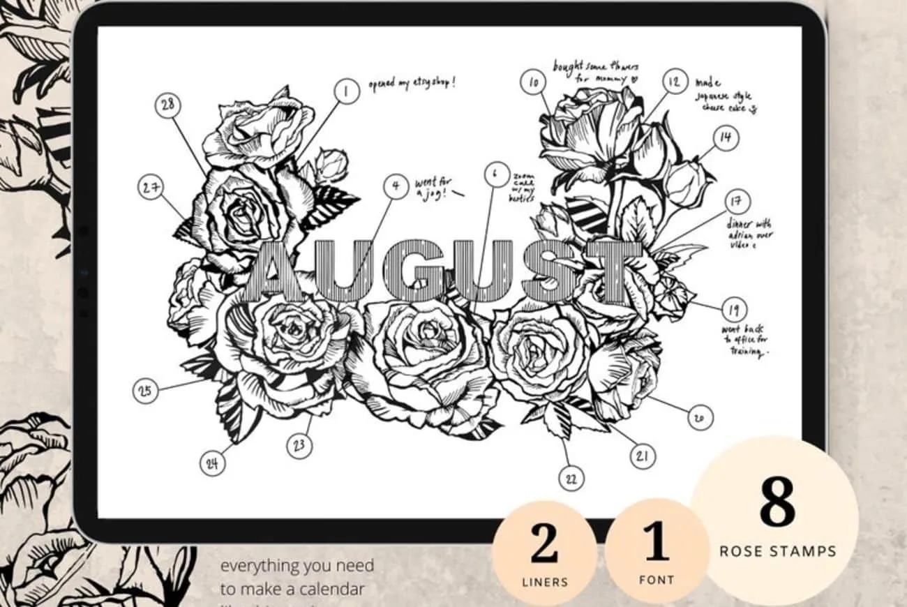 Detailed Rose Tattoo Stamps