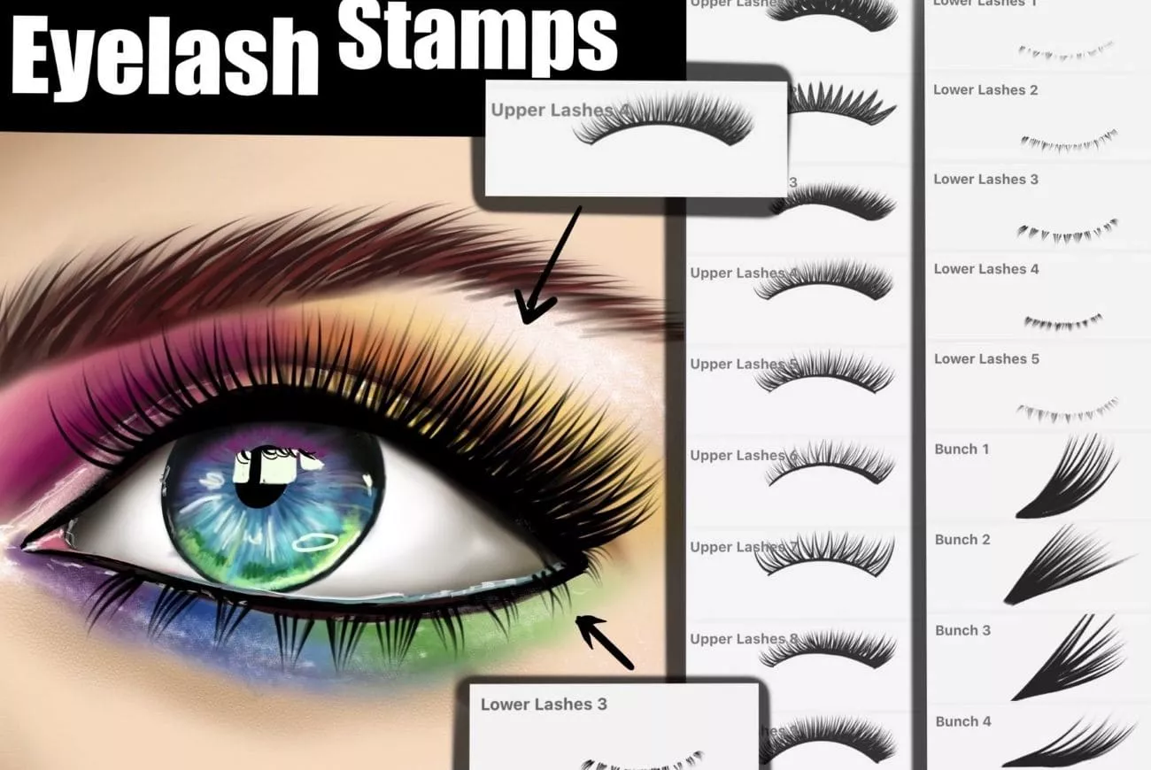 Eyelash Brushes for Procreate and Photoshop