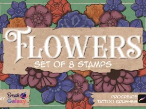 cover image flowers tattoo brush stamps vol 1