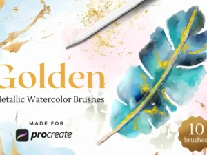 cover image golden metallic watercolor brush pack