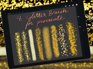 cover image glitter lettering procreate brushes