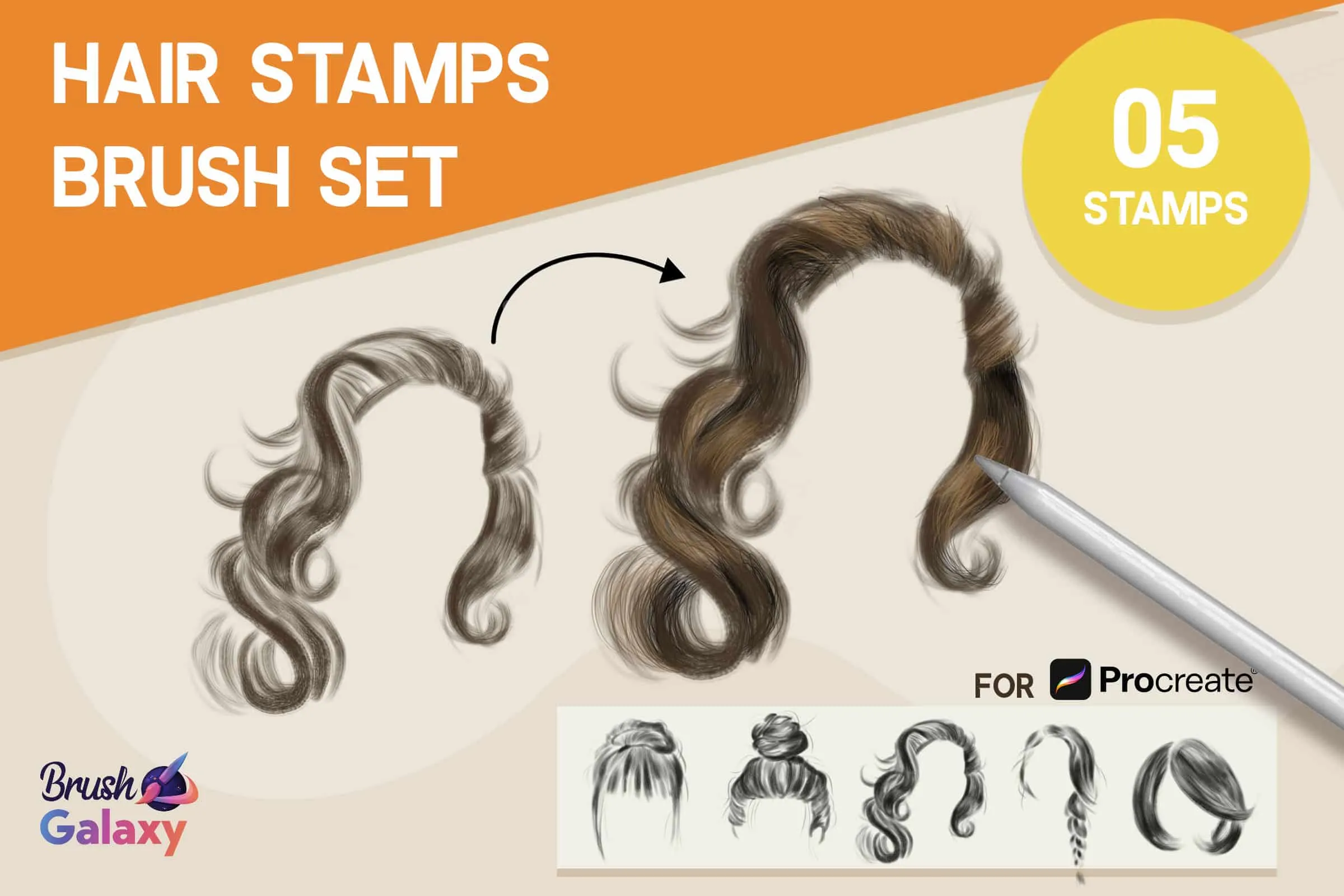 Hair Stamps Brush Set Vol 2