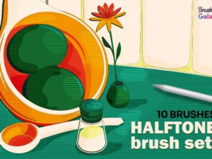 cover image halftone lines brush set