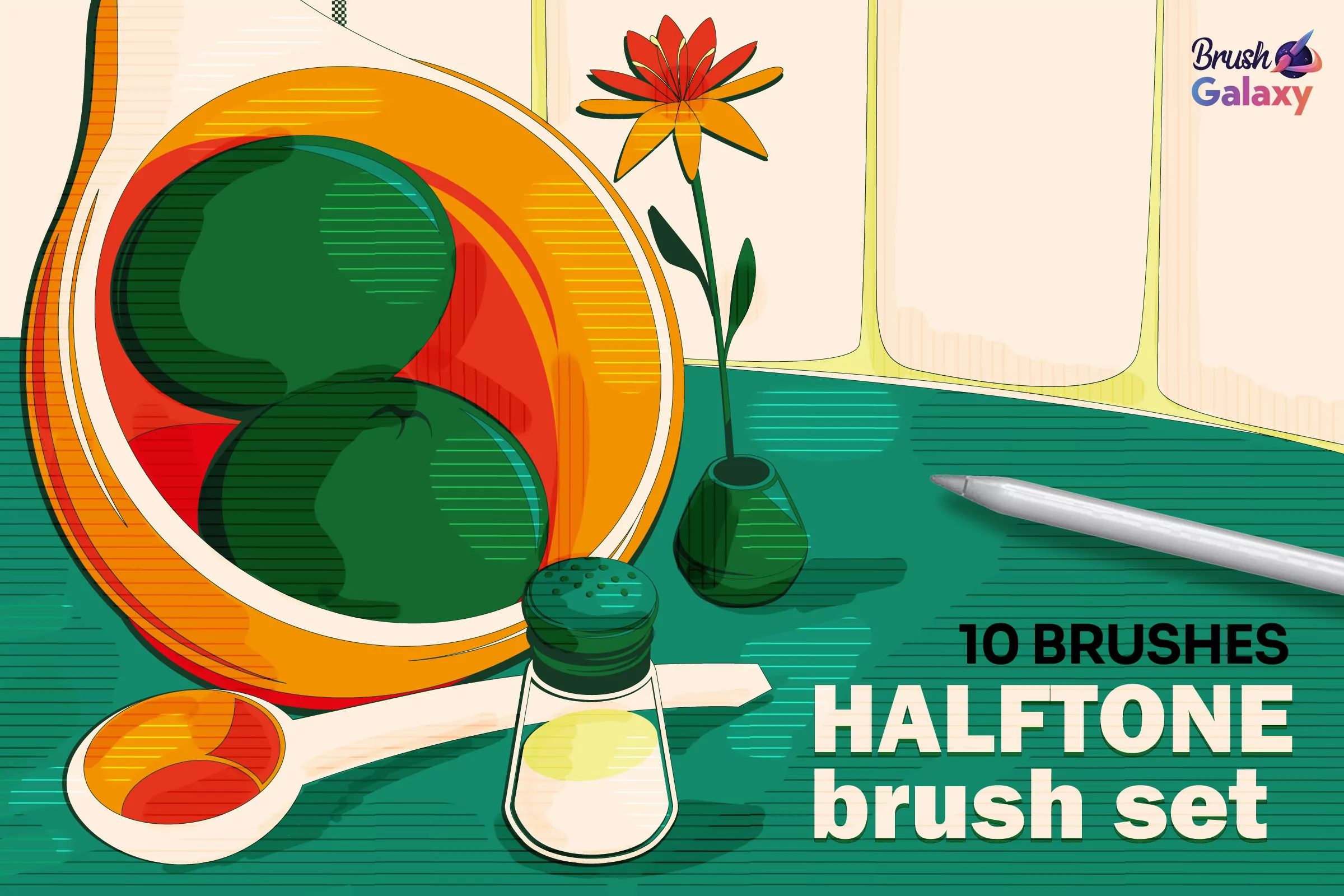 Halftone Lines Brush Set