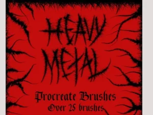 cover image heavy metal procreate brush set
