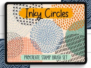 cover image inky circles procreate stamp brush set