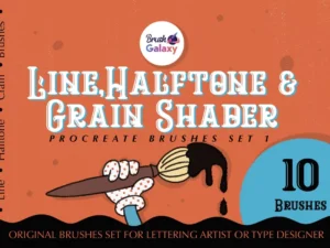 cover image line halftone grain shader brush set
