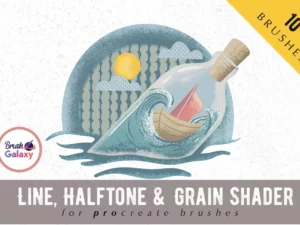 cover image line halftone grain shader brush set vol 2