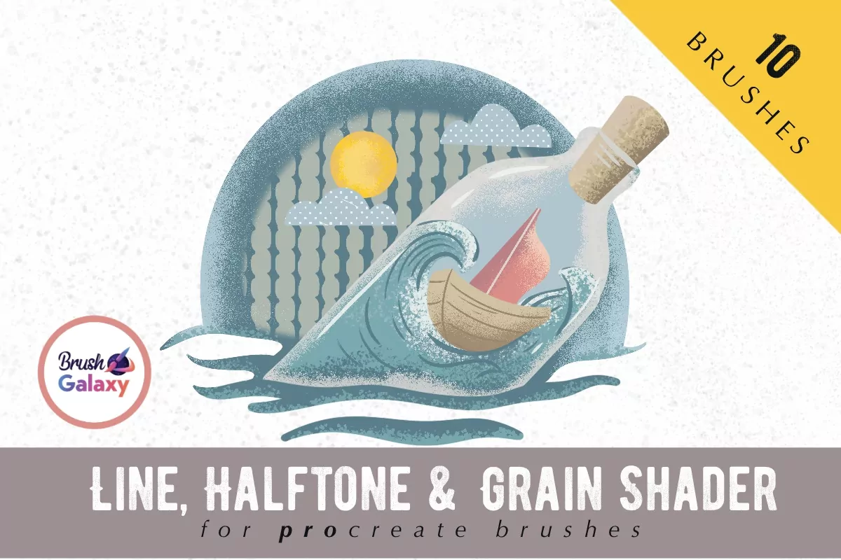 Line Halftone & Grain Shader Brush Set Vol 2