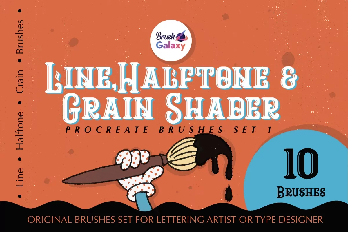 Line Halftone & Grain Shader Brush Set