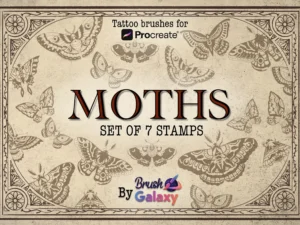 cover image moths tattoo stamp brushes