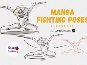 cover image manga fighting poses stamp set