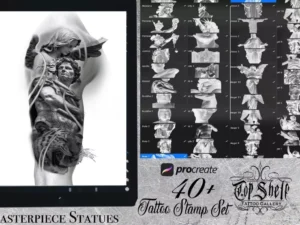 cover image masterpiece statues procreate tattoo brush set