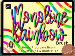 cover image monoline rainbow single procreate brush