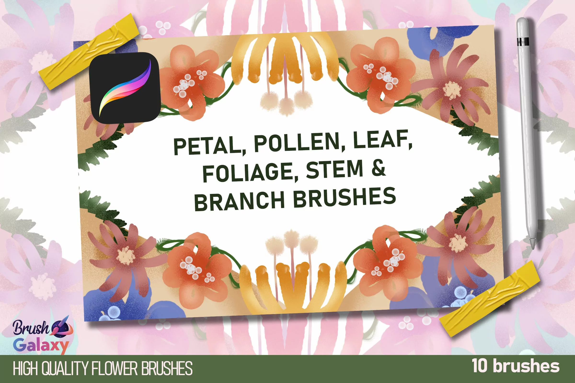 Petal, Pollen, Leaf, Foliage, Stem &amp; Branch Brush Set Vol 3