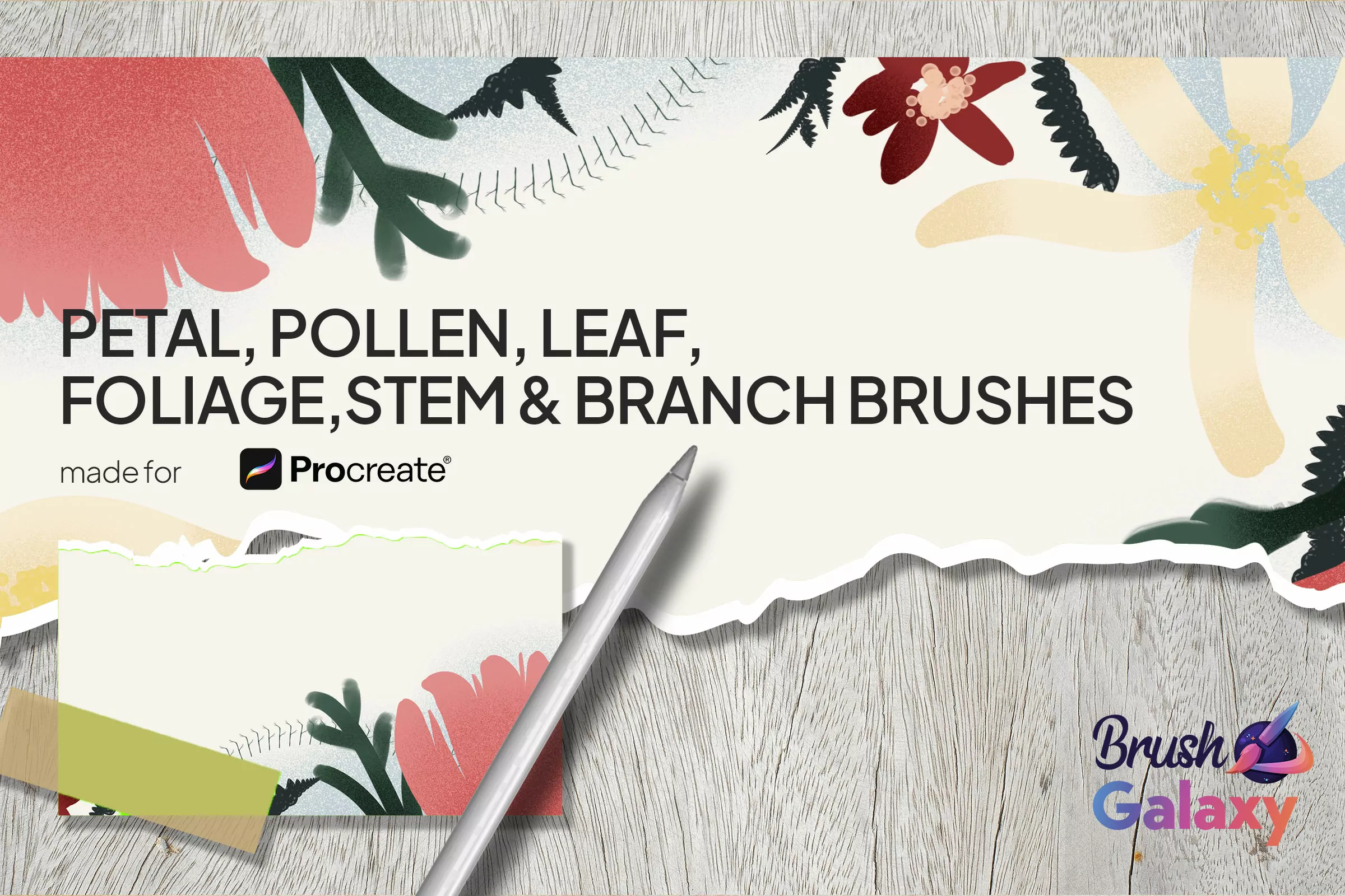 Petal, Pollen, Leaf, Foliage, Stem &amp; Branch Brush Set Vol 2