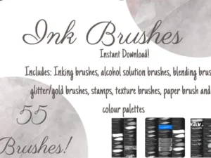 cover image procreate alcohol ink brushes x 55