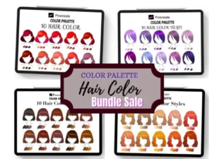 cover image procreate hair color palette bundle