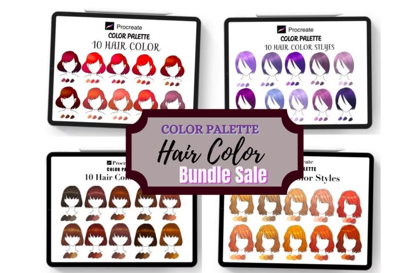 Procreate Hair Color Palette Bundle