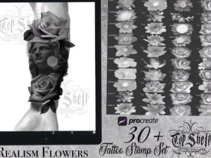 cover image procreate tattoo brush set realism flowers