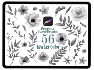 cover image procreate watercolor floral stamp brushes